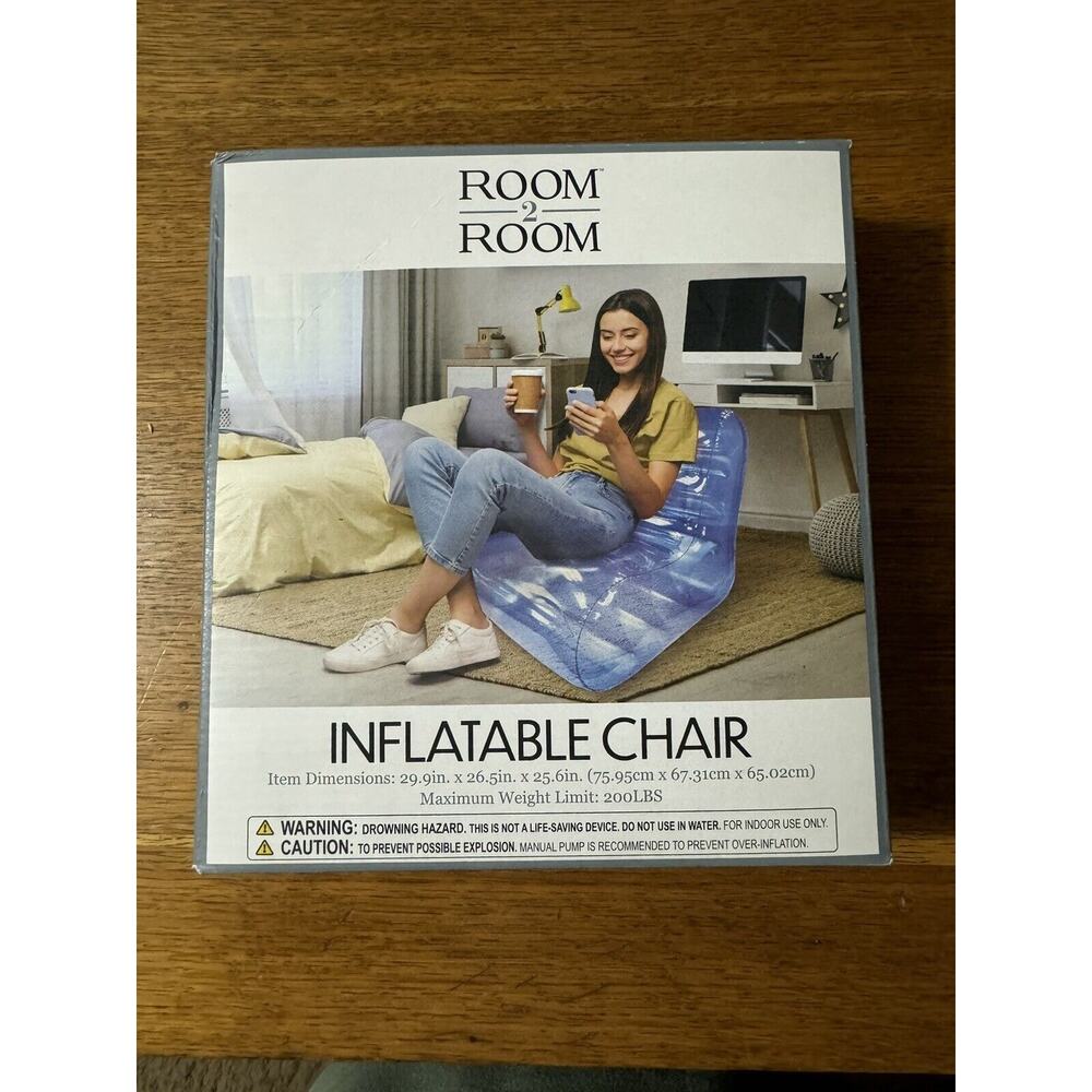 Inflatable Blow Up Chair Lounger Indoor Comfy Bubble Chair Blue Brand New In Box
